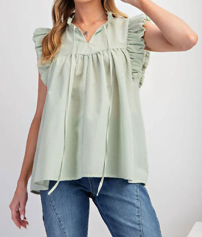 Massive Savings Bailey Babydoll Top In Sage