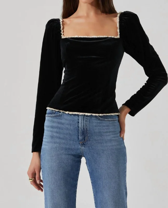 Vintage-Modern Style Offers Briella Top In Black