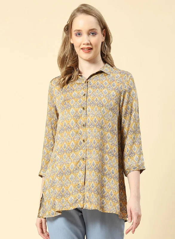 Massive Savings Women Yellow Printed Top