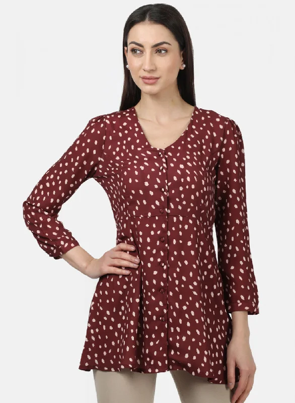 Special Offers, Don't Miss Womens Maroon Printed Tops