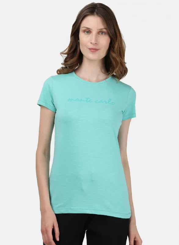 Hot Picks Womens Sea Green Printed Top