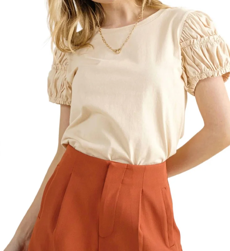 Easy Elegance Sales In Your Eyes Puff Sleeve Top In Cream