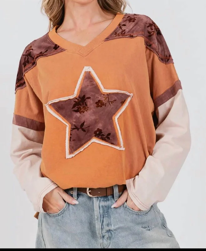 Flash Sale Now Star Patch Top In Brown