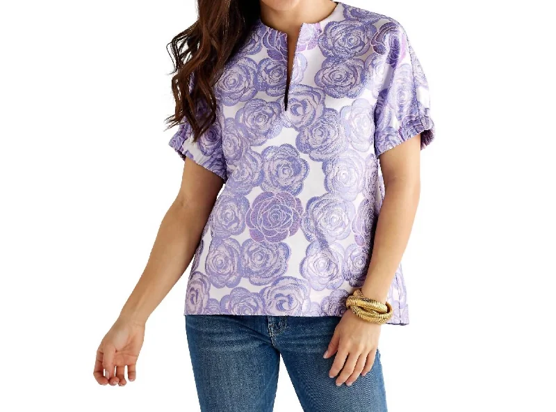 Seasonal Sale Betsy Jacquard Rose Top In Lavender