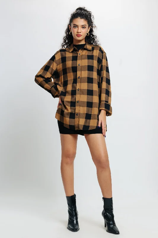 Imeless Style Orange Checkered Shirt