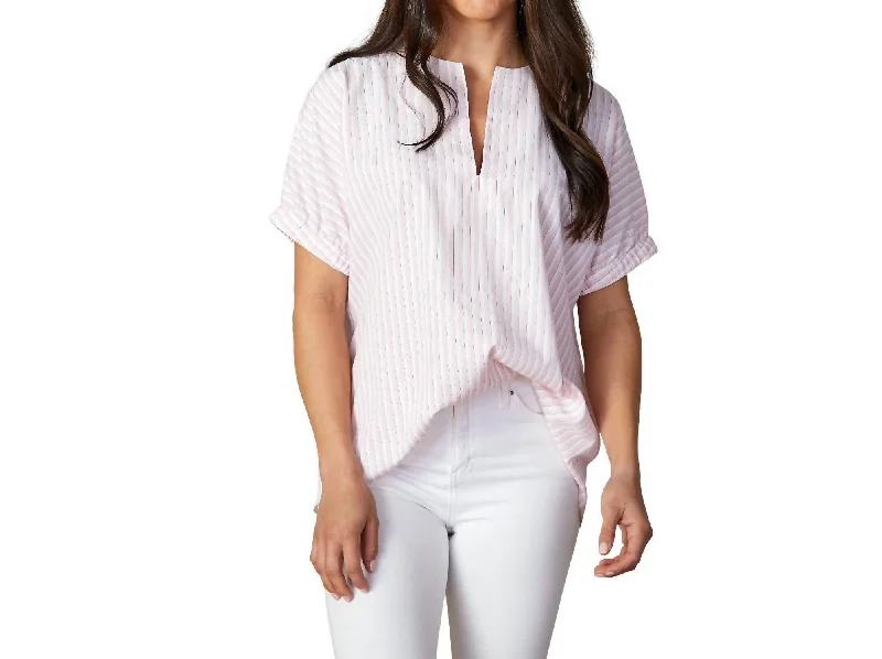 Stylish Deals Betsy Ribbon Stripe Top In Pink