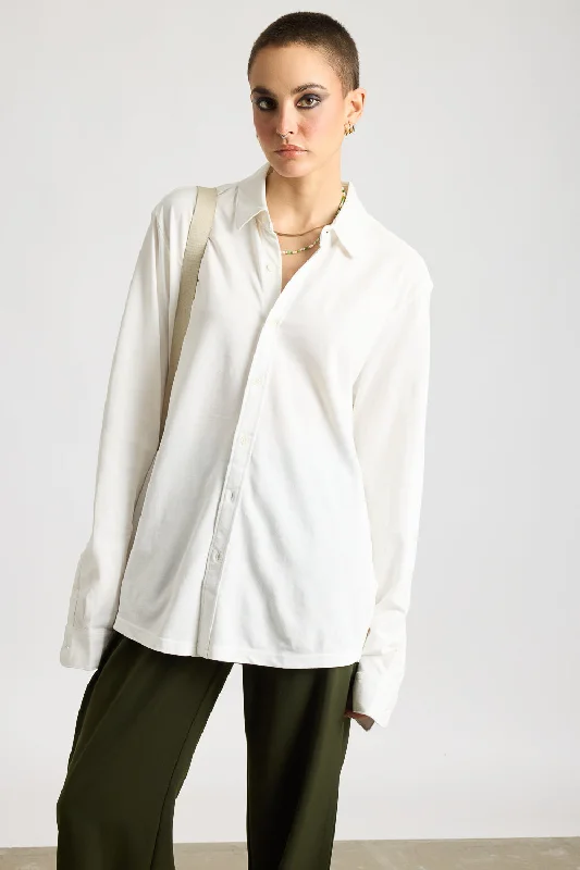 Seasonal Style Discounts Classic Solid Women's Shirt - Cloud Dancer