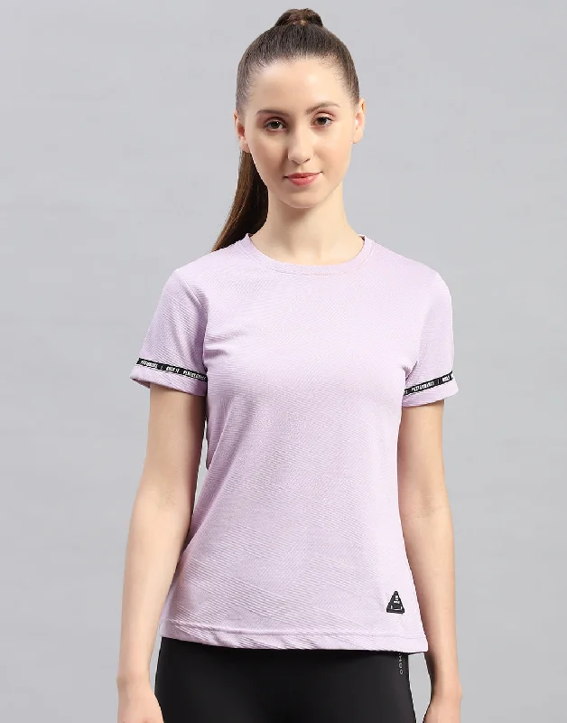 Budget Friendly Women Purple Solid Round Neck Half Sleeve Top