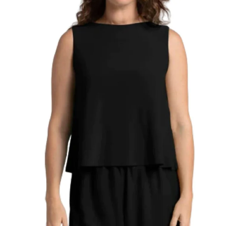 Casual Chic Flared Shell Top In Black