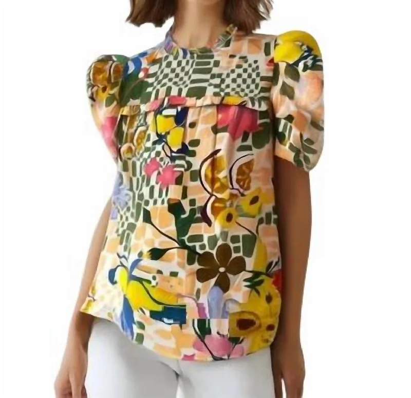 Smart Casual Deals Mosaic Poplin Top In Multi