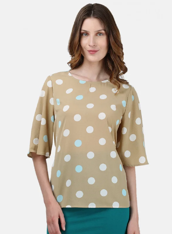 Style Upgrade Womens Beige Printed Top