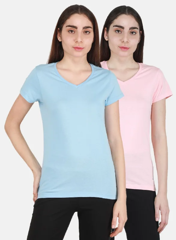 Stylish Savings Women Blue & Peach Solid Top 2 Pc Set