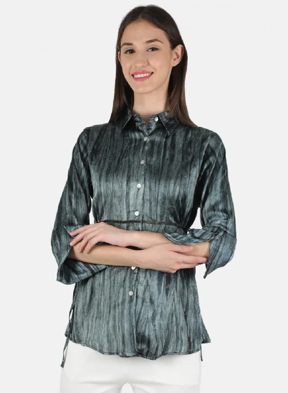 Fashion Essentials Women Grey Printed Top