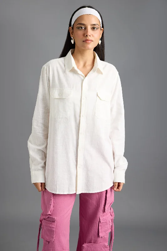 Exclusive Sale Blaze White Solid Women's Shirt