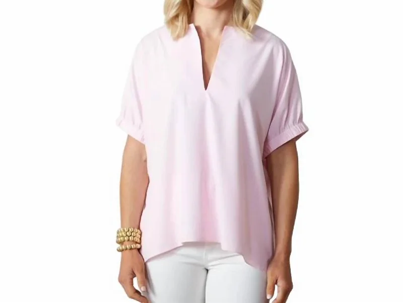 Unleash Your Fashion Betsy Spring Oxford Top In Pink Stripe