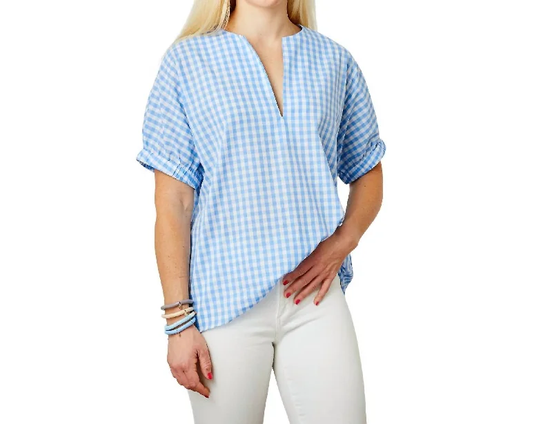 Timeless Elegance Redefined Betsy Top In Blue Gingham