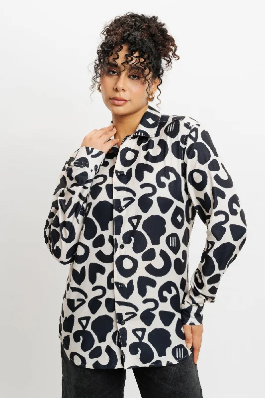 Casual Yet Chic Sales Playful Imprints Full Sleeves Women's Shirt