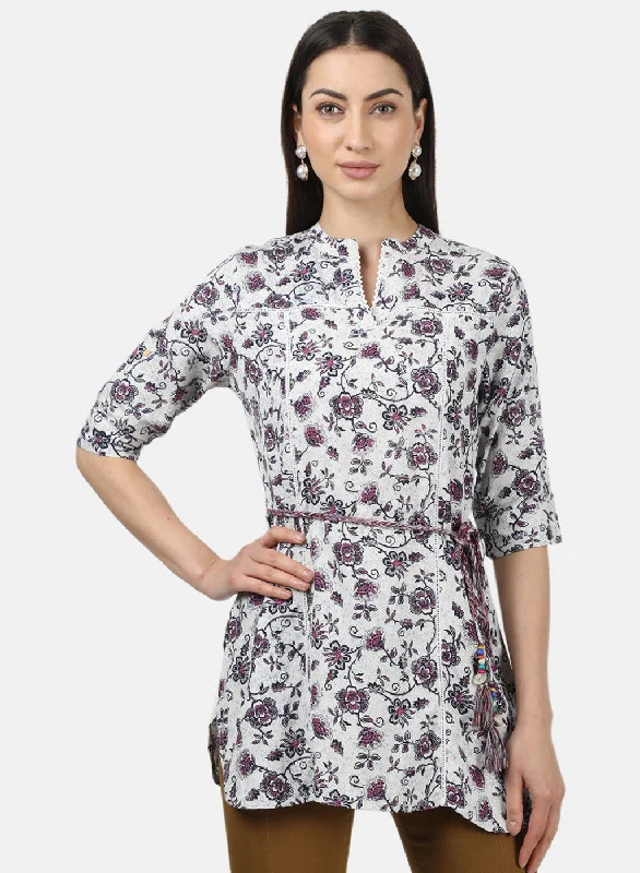 Chic & Cozy Collection Womens Purple Printed Top