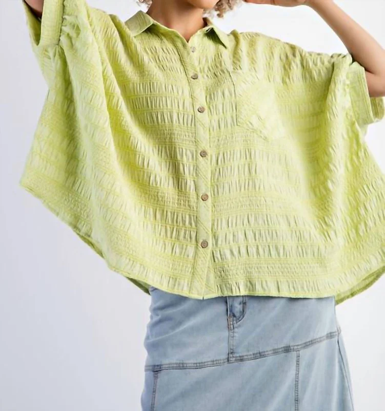 Sophisticated Style Offers The Textured Oversized Shirt - Plus In Honeydew