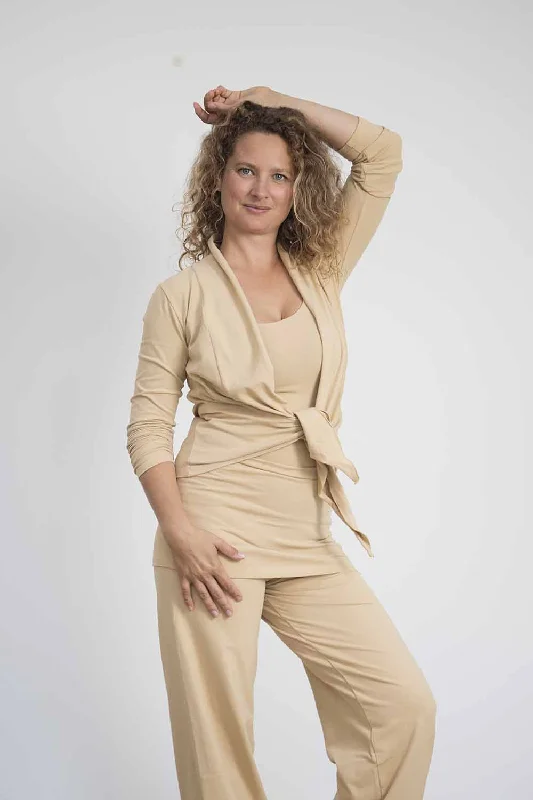 Women's Professional Garments Final Sale Amba yoga wrap shirt - Beige