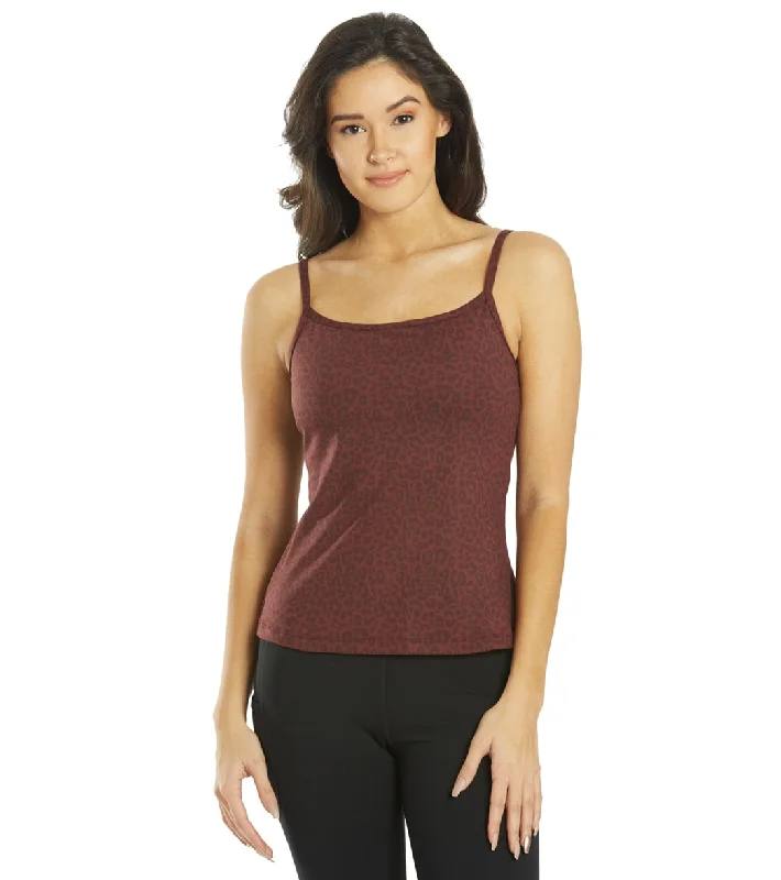 Casual Clothing For Women Vintage-Inspired Style Offers Everyday Yoga Divine Cheetah Scoop Back Support Tank Burgundy Cheetah