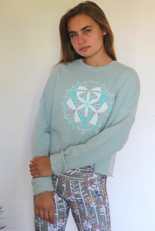 Women's Contemporary Apparel Fashion Frontiers Sacred Star Aqua Sweater