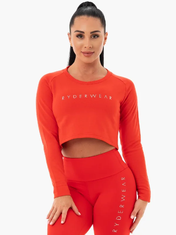 Women's Athletic Garments Smart Casual Deals Staples Cropped Sweater - Red