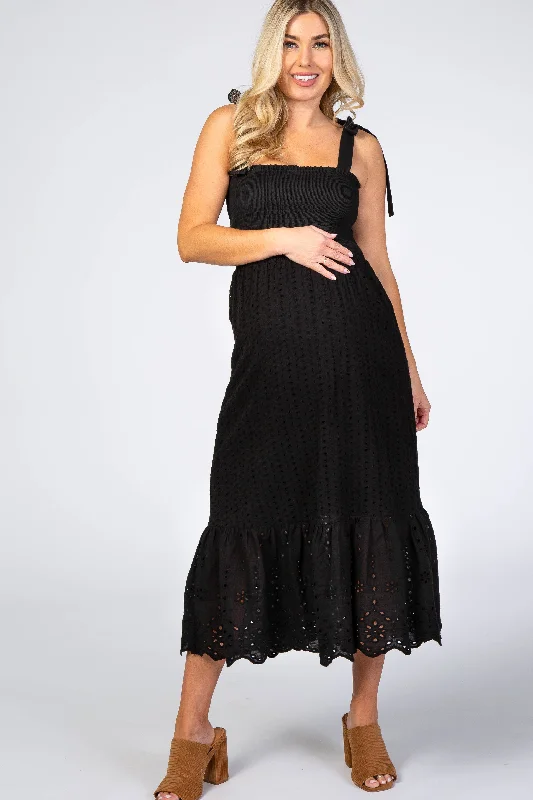 Women's Professional Garments Special Offer For You Black Eyelet Maternity Dress