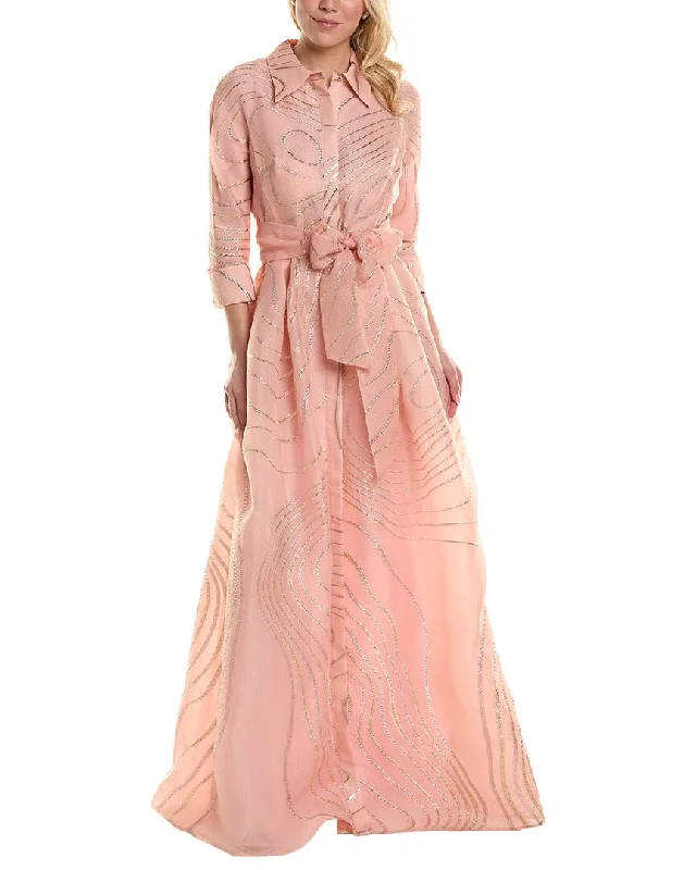 Women's Resort Apparel Timeless Elegance Sale Teri Jon by Rickie Freeman Jacquard Shirt Gown