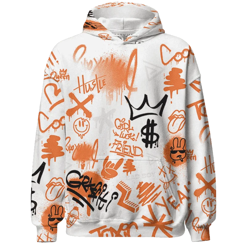 Minimalist Unisex Wardrobe Must-Haves Affordable Luxury Fashion NastyJamz AM TW White Orange Hoodie Match Graffiti King Doodle Style All-Over Print