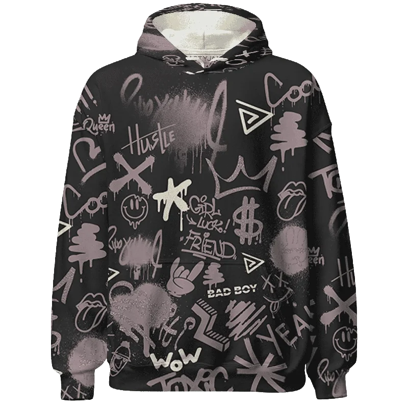 Trendy Unisex Avant-Garde Style Promotions NastyJamz Black Violet Ore 3s Hoodie Match Graffiti King Doodle Style All-Over Print