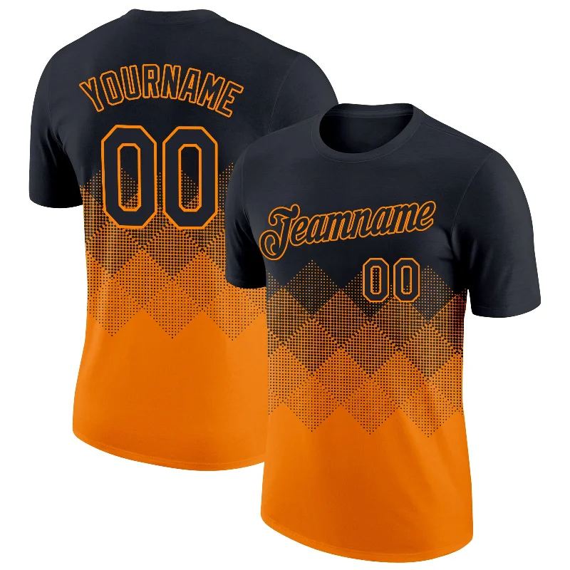 Versatile Unisex Layering Pieces Special Offer Custom Black Bay Orange 3D Pattern Design Gradient Square Shapes Performance T-Shirt