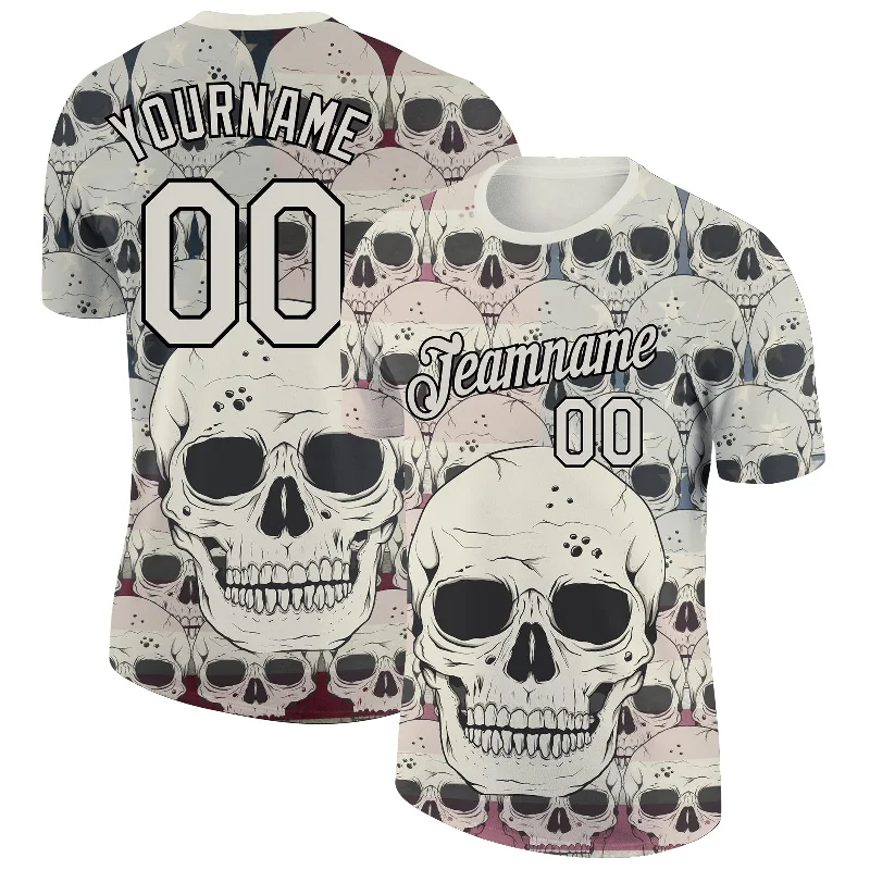 Gender-Neutral Fashion For Everyday Style Chic Style, Always In Vogue Custom City Cream Black 3D Skull Fashion Performance T-Shirt