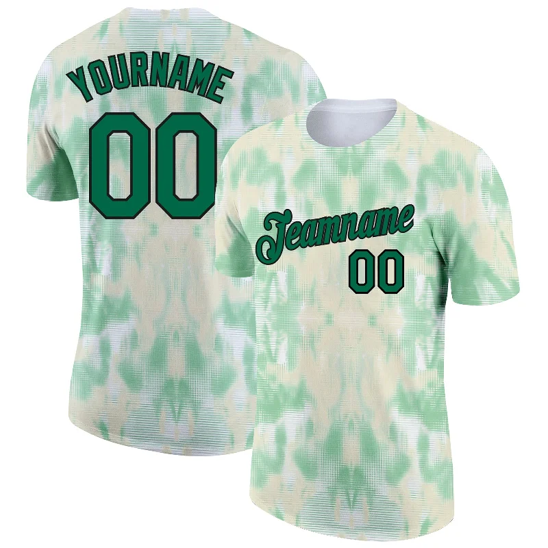 High-Quality Unisex Basics For Everyday Wear Trendy Women'S Wear Collection Custom Tie Dye Kelly Green-Black 3D Performance T-Shirt