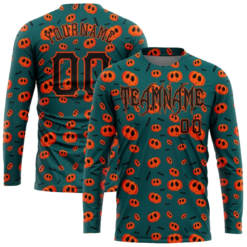 Classic Unisex Fashion Looks Chic Style, Always In Vogue Custom 3D Pattern Halloween Pumpkins Long Sleeve Performance T-Shirt