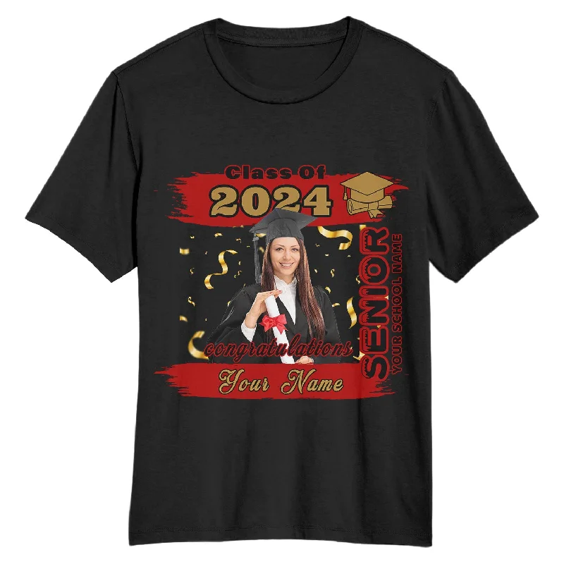 Comfortable Unisex Streetwear Trendy Styles Custom Black Red-Old Gold 3D Graduation Performance T-Shirt