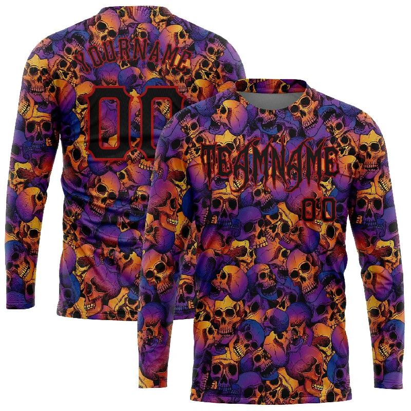 Fashion-Forward Unisex Apparel Crazy Discounts, Hurry Up Custom 3D Pattern Halloween Skulls Long Sleeve Performance T-Shirt