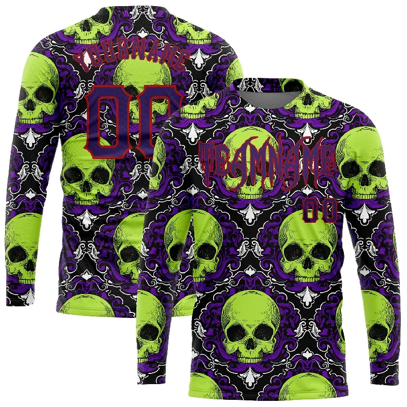 Sustainable Gender-Neutral Apparel Timeless Elegance Redefined Custom 3D Pattern Halloween Skulls Long Sleeve Performance T-Shirt