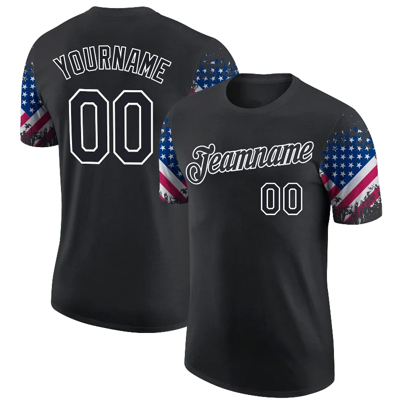 Gender-Neutral Trendy Clothing Styles Trend Leading Collection Custom Black White 3D American Flag Patriotic Performance T-Shirt