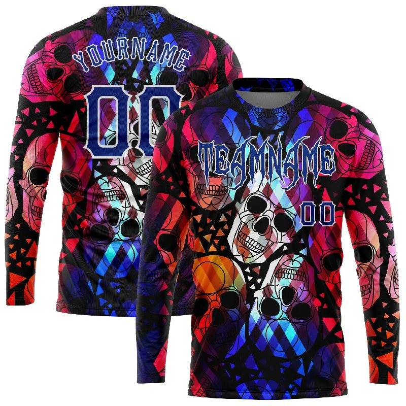 Oversized Unisex Fashion Pieces The Latest Trends Custom 3D Pattern Halloween Skulls Long Sleeve Performance T-Shirt