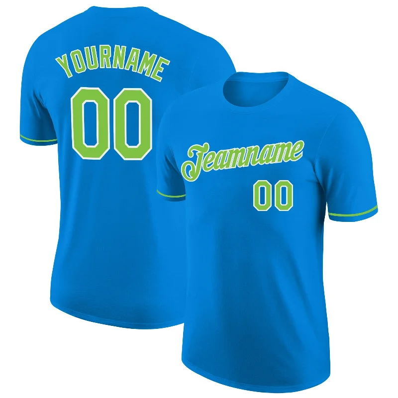 Urban-Inspired Unisex Fashion Trends Urban Elegance Deals Custom Blue Neon Green-White Performance T-Shirt