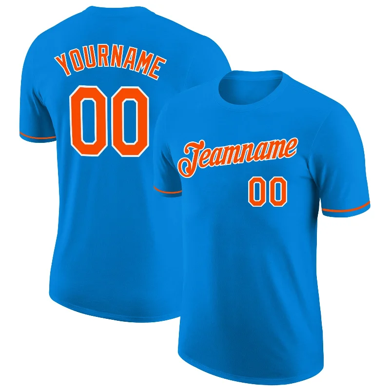 Sleek And Stylish Unisex Outerwear Exclusive Deals Online Custom Blue Orange-White Performance T-Shirt