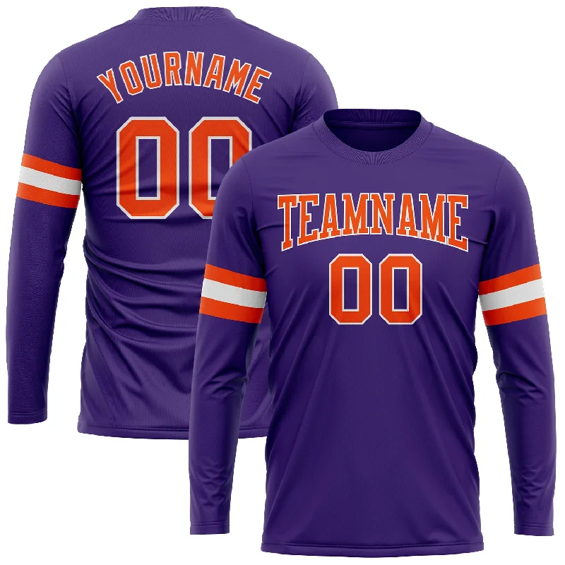 Gender-Neutral Clothing Styles Limited Stock Custom Purple Orange-White Long Sleeve Performance T-Shirt