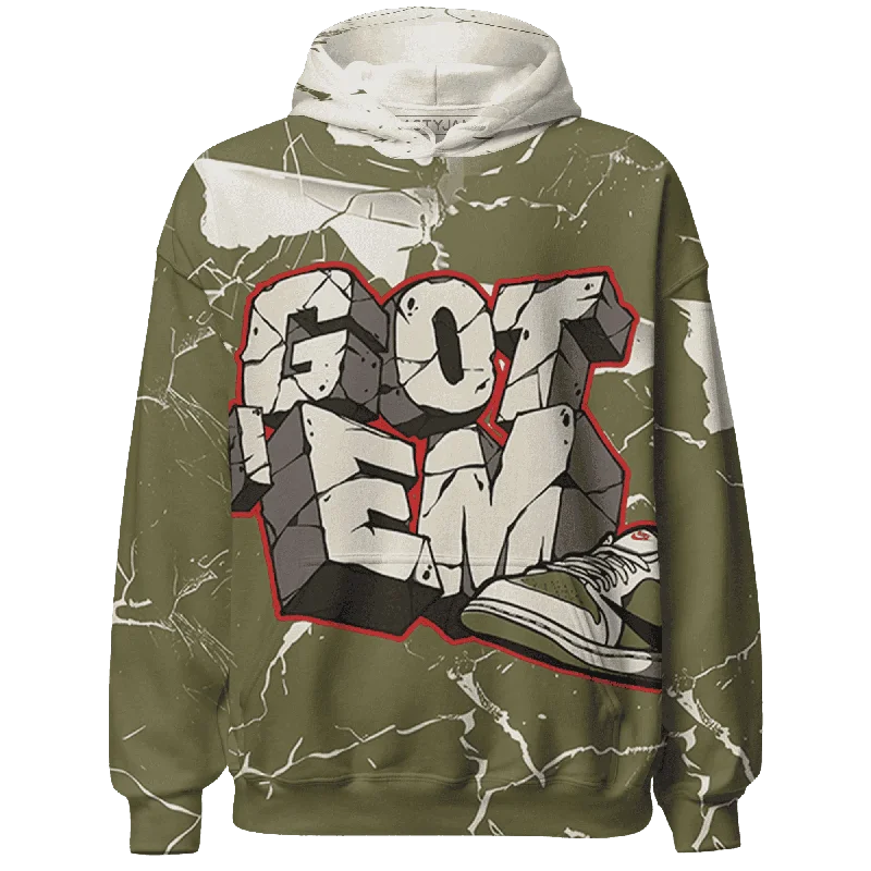 Minimalist Unisex Fashion Essentials Hot Brand Discounts NastyJamz Medium Olive 1s Hoodie Match Got Em All-Over Print